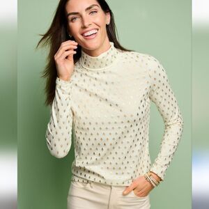 The Talbots Turtleneck Tee - Mini Evergreens Size Small